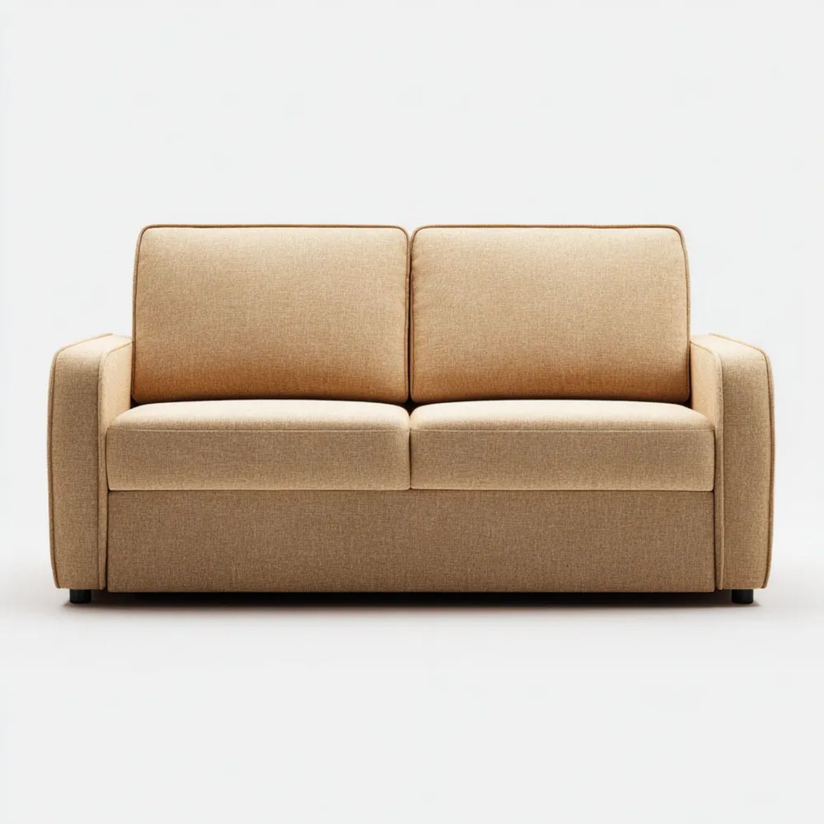 Beżowa sofa dwuosobowa tapicerowana poliestrem 160 × 85 × 85 cm