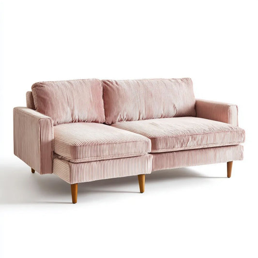 Dwuosobowa sofa z tkaniny sztruksowej, jasnoróżowa, 180 × 85 × 82 cm