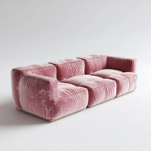 Różowa sofa 3-osobowa z aksamitu 240 x 100 x 68 cm