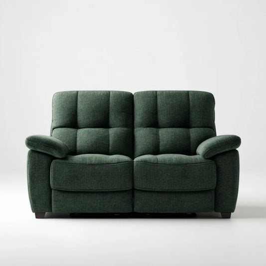Dwuosobowa sofa z funkcją relaks z poliestru, ciemnozielona, 160 x 95 x 102 cm