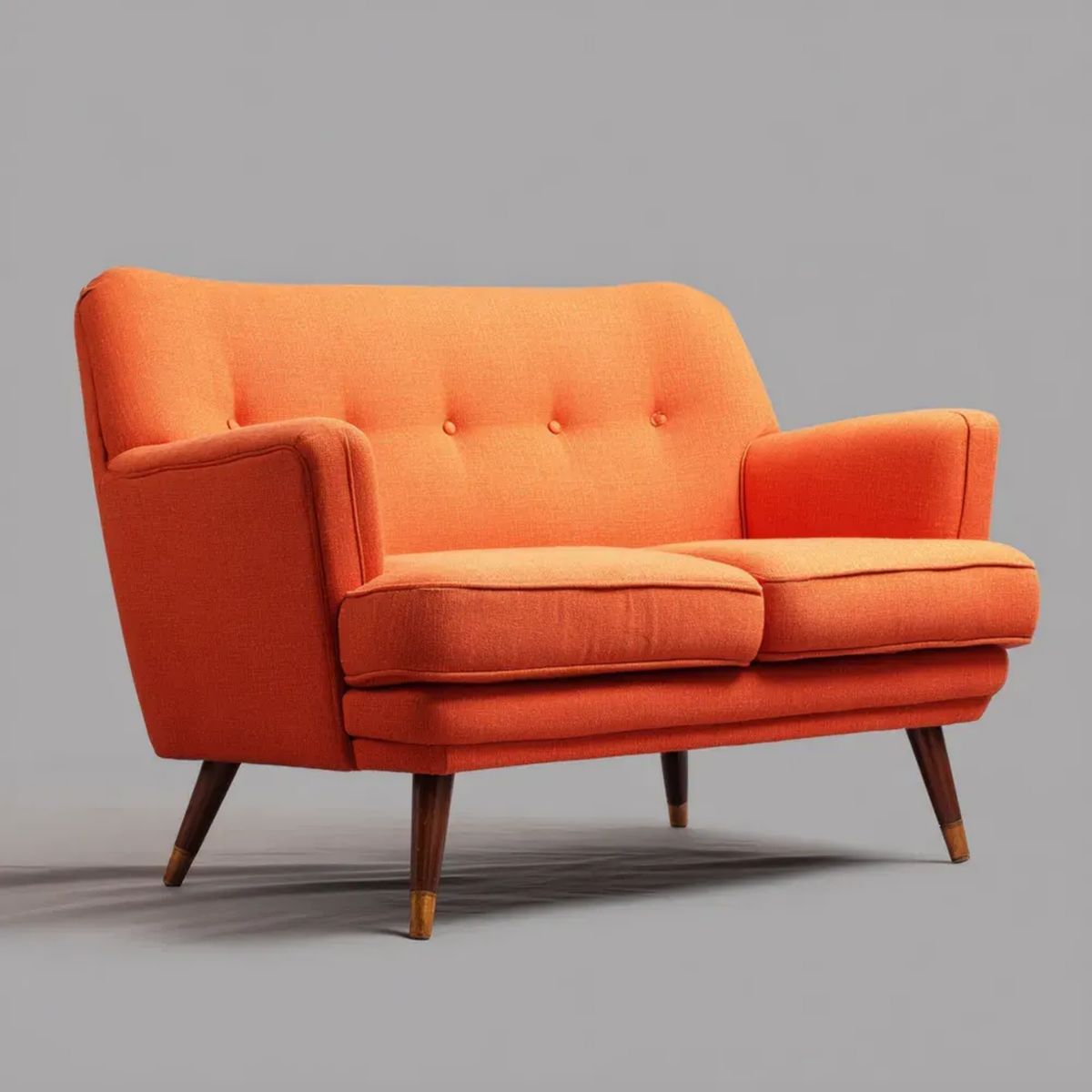 Dwuosobowa sofa pomarańczowa z tkaniny na nogach z litego drewna 150 x 82 x 88 cm