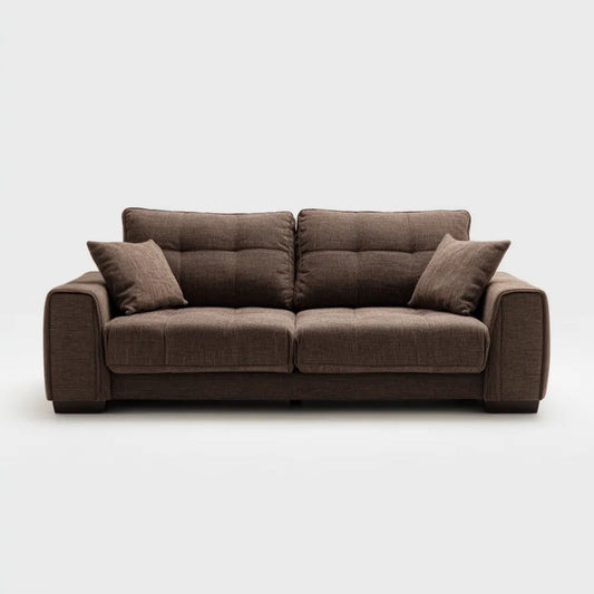 Brązowa sofa dwuosobowa z tapicerką poliestrową 180 × 90 × 88 cm
