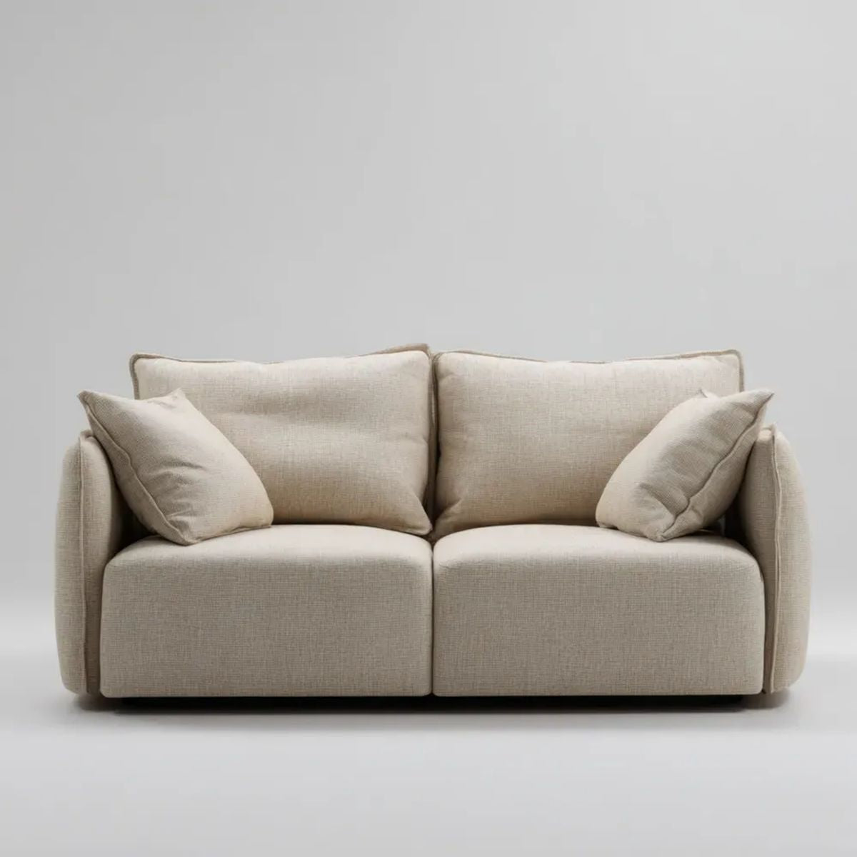Beżowa dwuosobowa sofa z tkaniny poliestrowej 180 x 90 x 85 cm