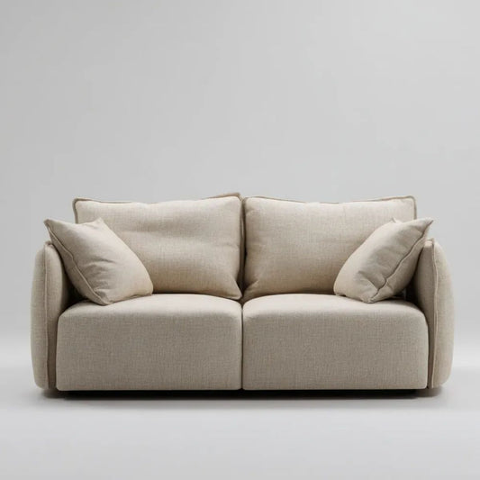 Beżowa dwuosobowa sofa z tkaniny poliestrowej 180 x 90 x 85 cm