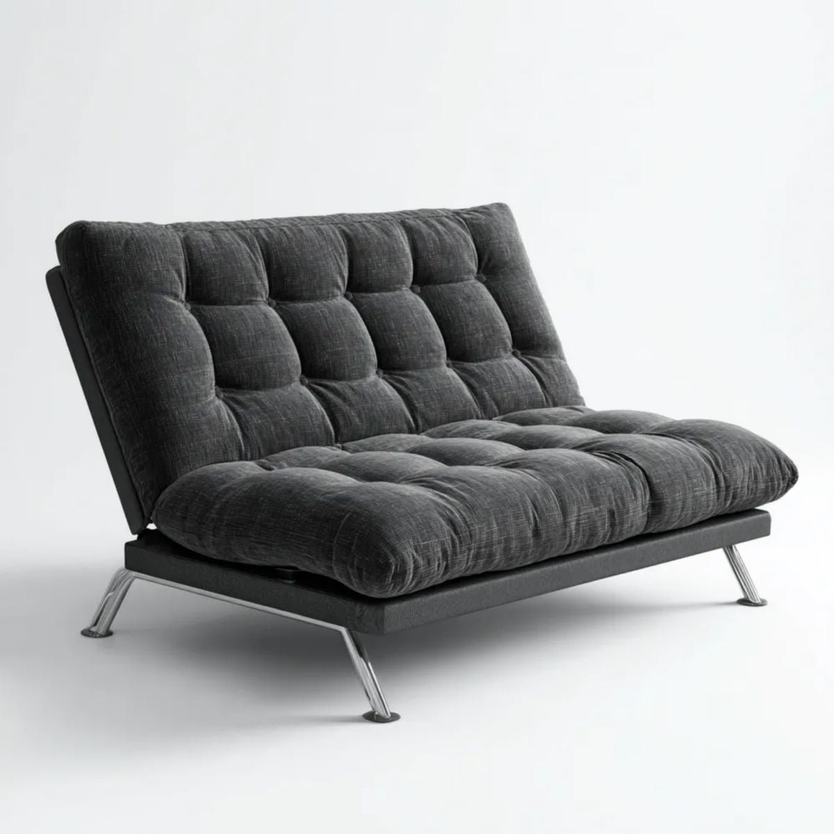 Dwuosobowa sofa rozkładana grafitowa z tapicerką poliestrową i metalowymi nogami, 180 x 90 x 85 cm