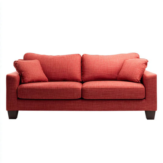 Sofa trzyosobowa czerwona z tapicerką poliestrową 210 x 90 x 85 cm