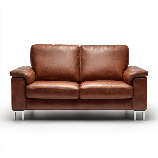 Sofa dwuosobowa brązowa ze skóry syntetycznej PU 170 x 90 x 88 cm