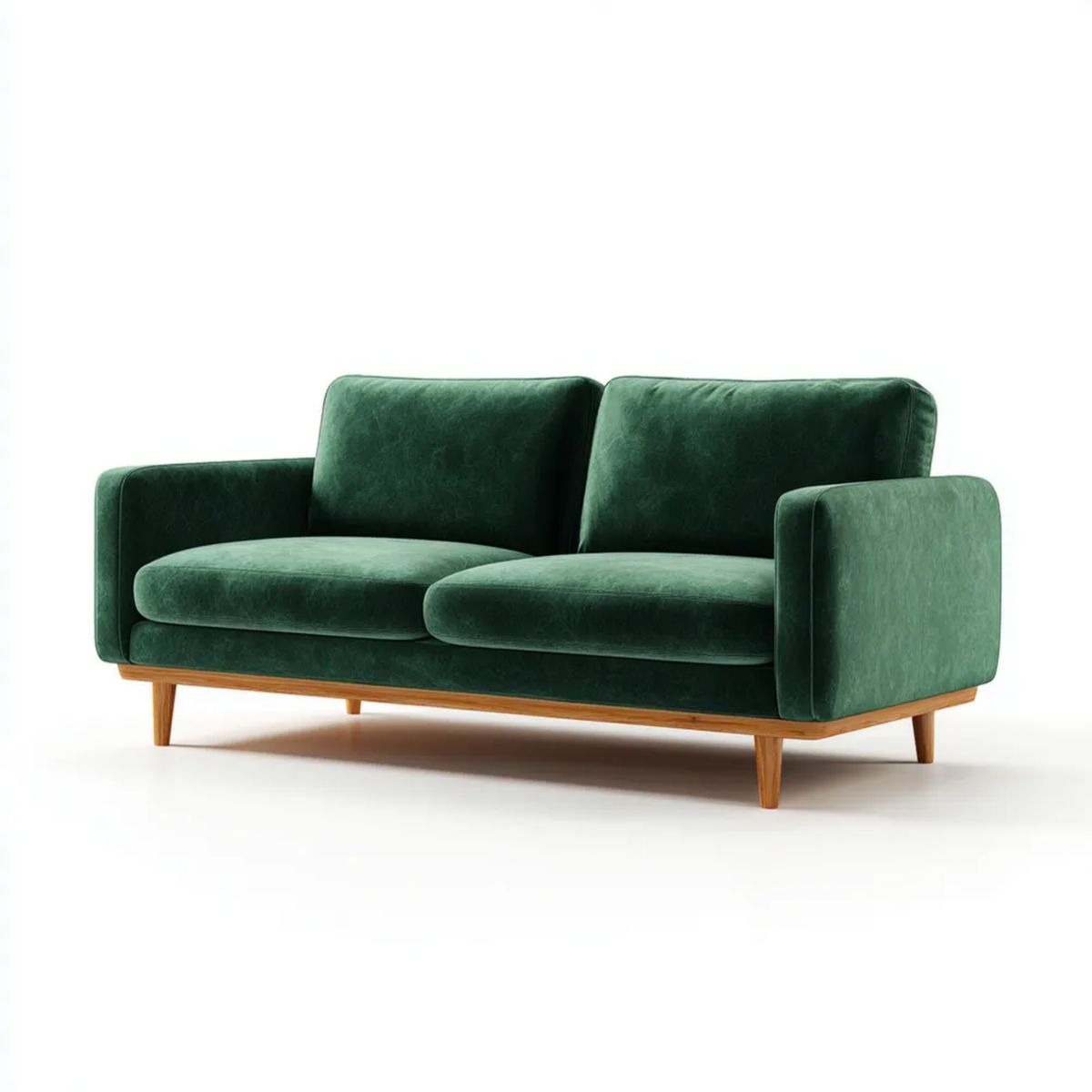 Dwuosobowa sofa zielona z weluru poliestrowego na drewnianych nogach 165 x 85 x 82 cm