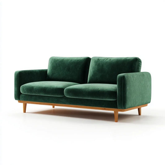 Dwuosobowa sofa zielona z weluru poliestrowego na drewnianych nogach 165 x 85 x 82 cm