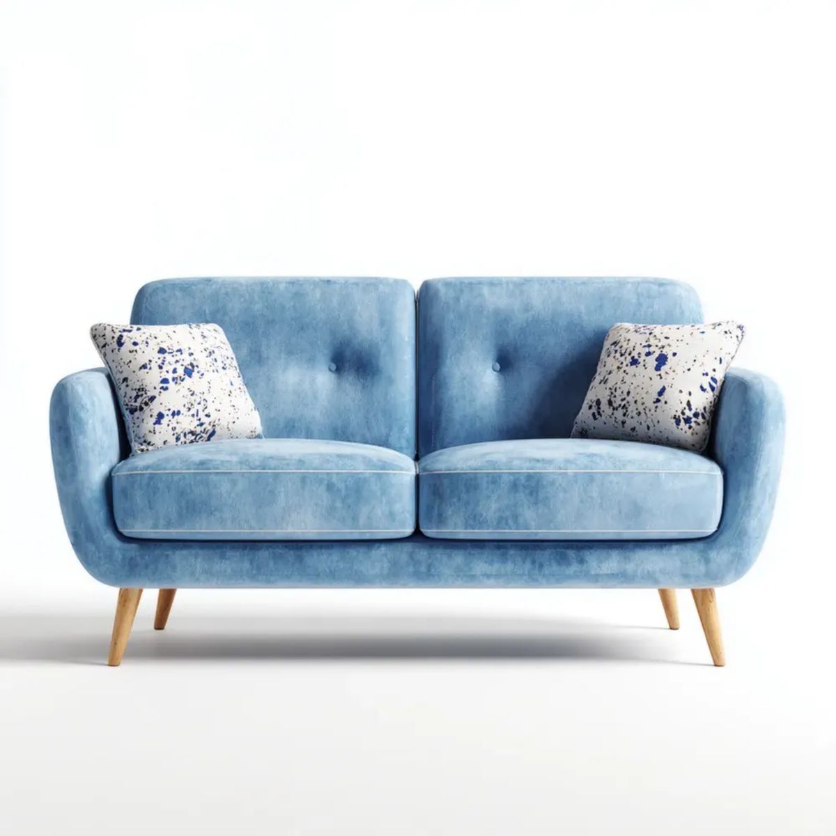 Niebieska sofa dwuosobowa z tapicerką poliestrową 150 x 82 x 84 cm