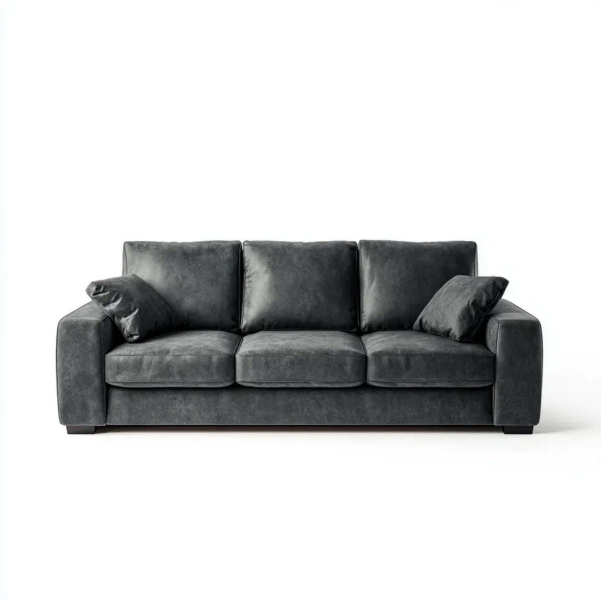 Trzyosobowa sofa welurowa grafitowo-czarna 220 × 90 × 85 cm