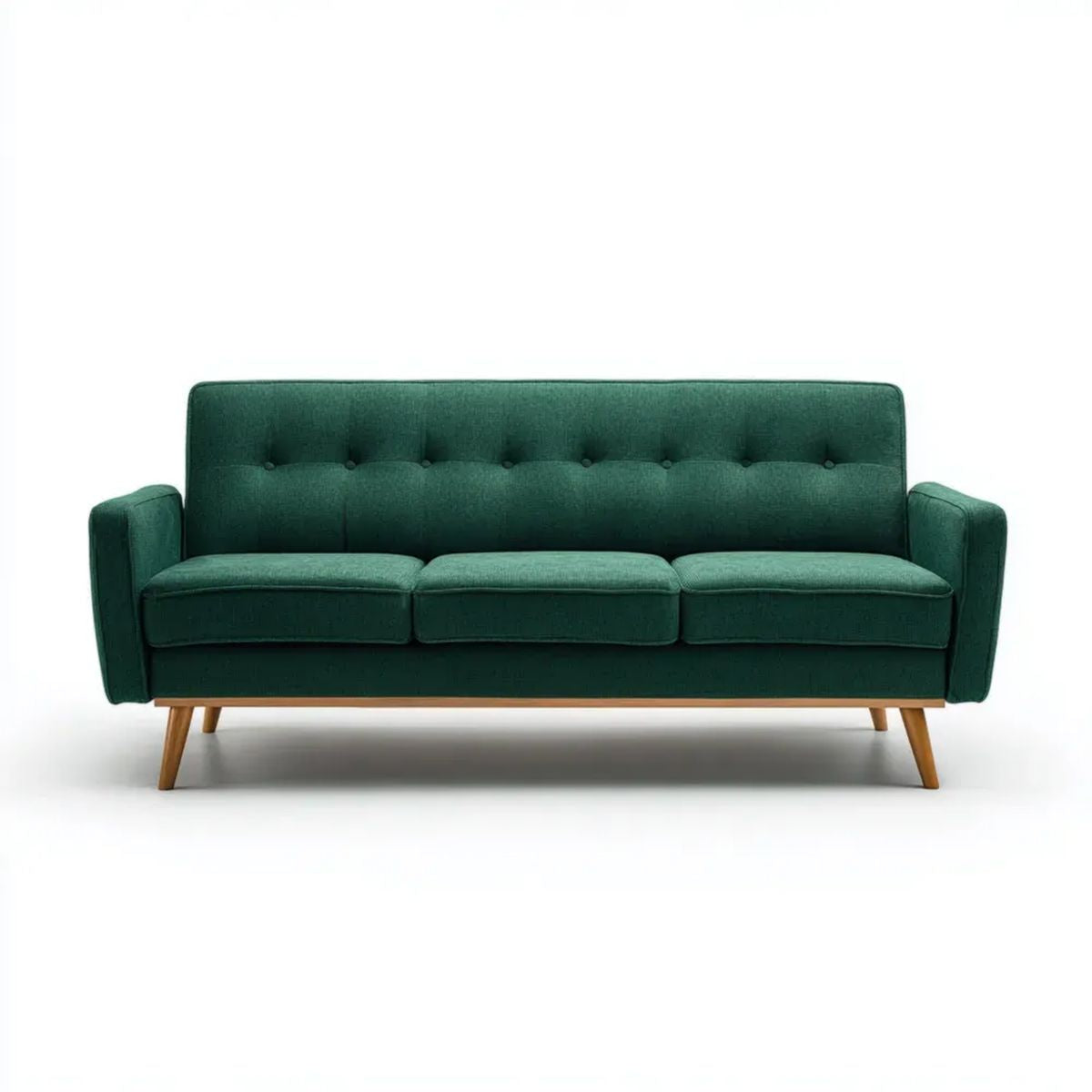 Trzyosobowa zielona sofa z poliestrową tapicerką, 200 × 84 × 84 cm