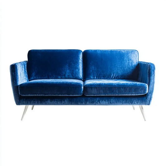 Granatowa sofa dwuosobowa z tapicerką welurową 160 x 85 x 82 cm