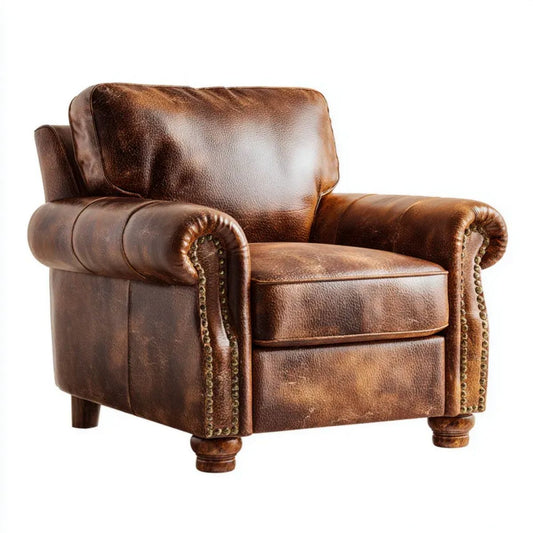 Fotel wypoczynkowy Chesterfield ze skóry PU, brązowy, 110 x 95 x 85 cm