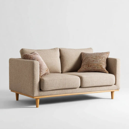 Beżowa sofa dwuosobowa z tapicerką poliestrową 170 × 88 × 82 cm